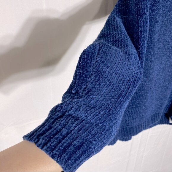 5/$25 Buffalo David Bitton Blue Chenille Cowl Neck Sweater S - Picture 8 of 15